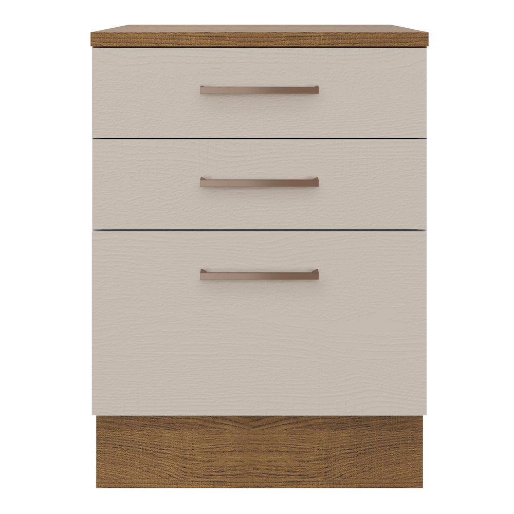Mueble de Cocina 60 cm 3 Cajones Marrón/Crema Agata Madesa