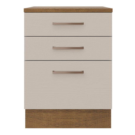 Mueble de Cocina 60 cm 3 Cajones Marrón/Crema Agata Madesa