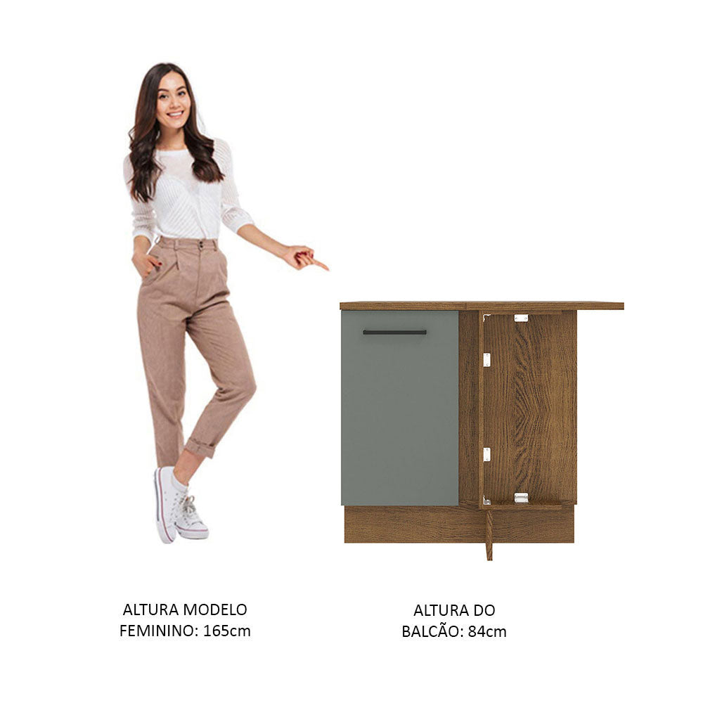 Gabinete Bajo de Esquina de Cocina con 1 Puerta Agata Marrón/Gris