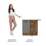 Gabinete Bajo de Esquina de Cocina con 1 Puerta Agata Marrón/Gris