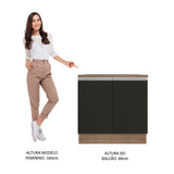Gabinete Bajo 80 cm 2 Puertas Glamy Marrón/Negro