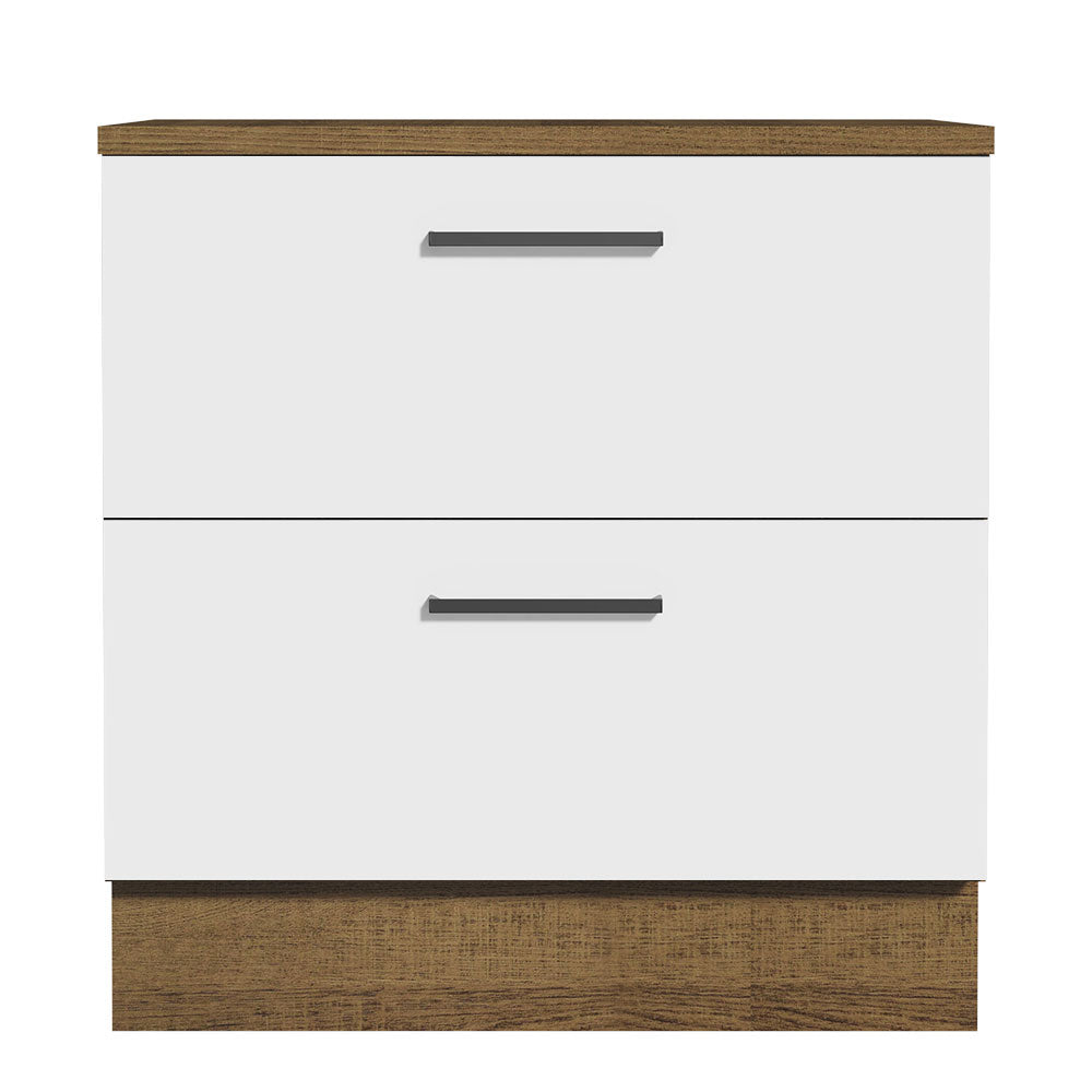 Gabinete Bajo 80cm 2 Cajones Marrón/Blanco Agata