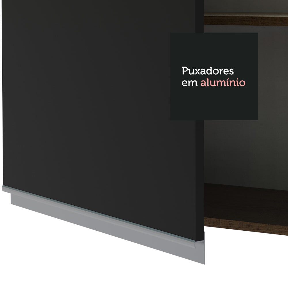 Gabinete Superior 60 cm 1 Puerta Abatible Glamy Marrón/Negro