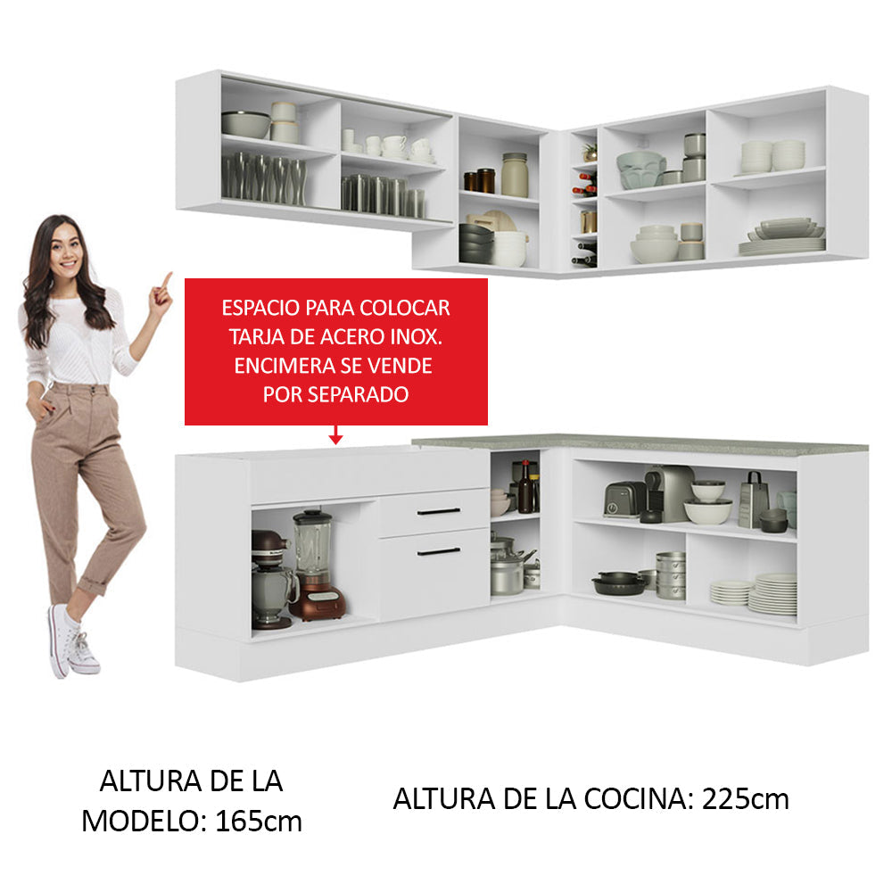 Cocina Integral Esquinera 389cm Blanco Agata 01
