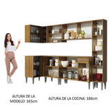 Cocina Integral Esquinera 325cm Marrón Emilly Wave 04