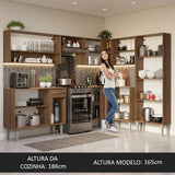 Cocina Integral Esquinera 417cm Marrón/Gris Emilly 02