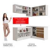 Cocina Integral Esquinera 329cm Blanco/Marrón Glamy 02
