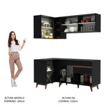 Cocina Integral Esquinera 262cm Negro Reims 01