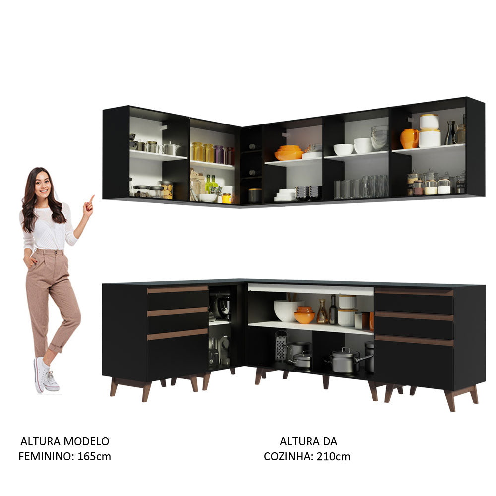 Cocina Integral Esquinera 382cm Reims Negro 02
