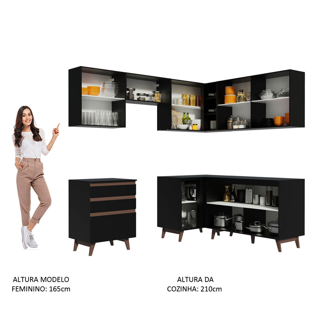 Cocina Integral Esquinera 392cm Reims Negro 01