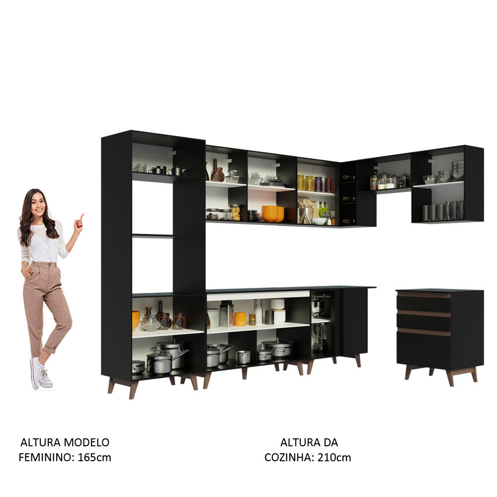 Cocina Integral Esquinera 462cm Reims Negro 02