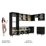 Cocina Integral Esquinera 462cm Reims Negro 02