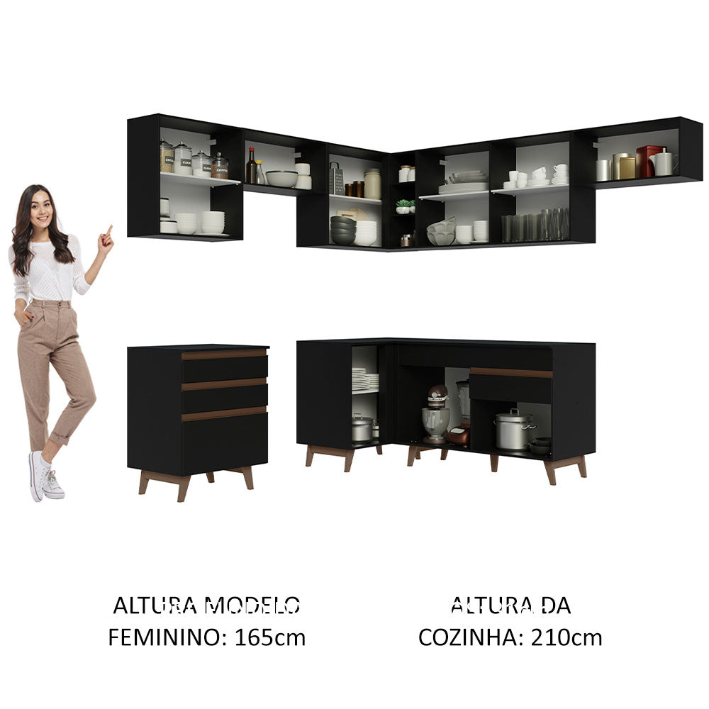 Cocina Integral Esquinera 462cm Reims Negro 03