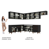 Cocina Integral Esquinera 512cm Reims Negro 01