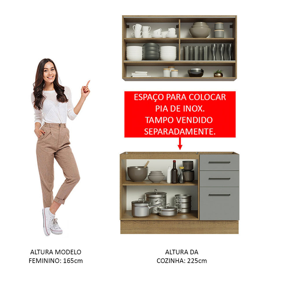 Cocina Compacta 120cm Marrón/Gris Agata 02