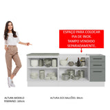 Kit con 2 Muebles de Cocina 3 Cajones y 4 Puertas (Sin Encimera Ni Lavadero) Blanco/Gris Agata 01
