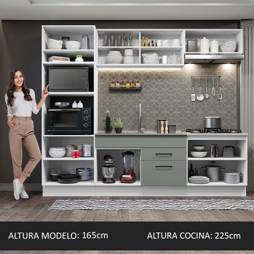 Cocina Integral 270cm Blanco/Gris Agata 03
