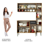 Cocina Compacta 137cm Marrón/Negro Emilly Art Madesa 04