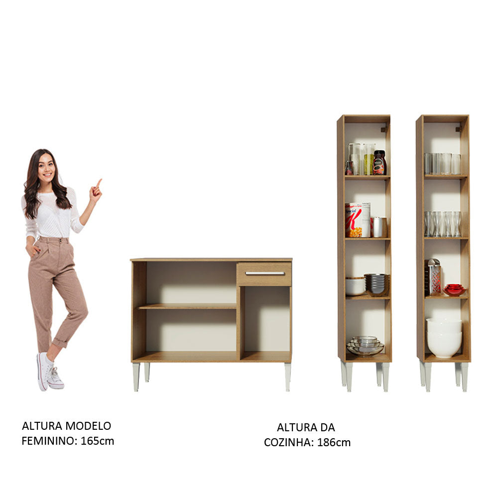 Cocina Compacta con Gabinete y Despensa Marrón Emilly Front