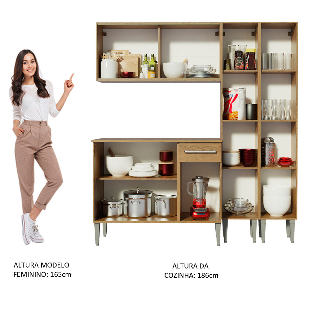 Cocina Compacta 169cm Marrón Emilly Voice 05