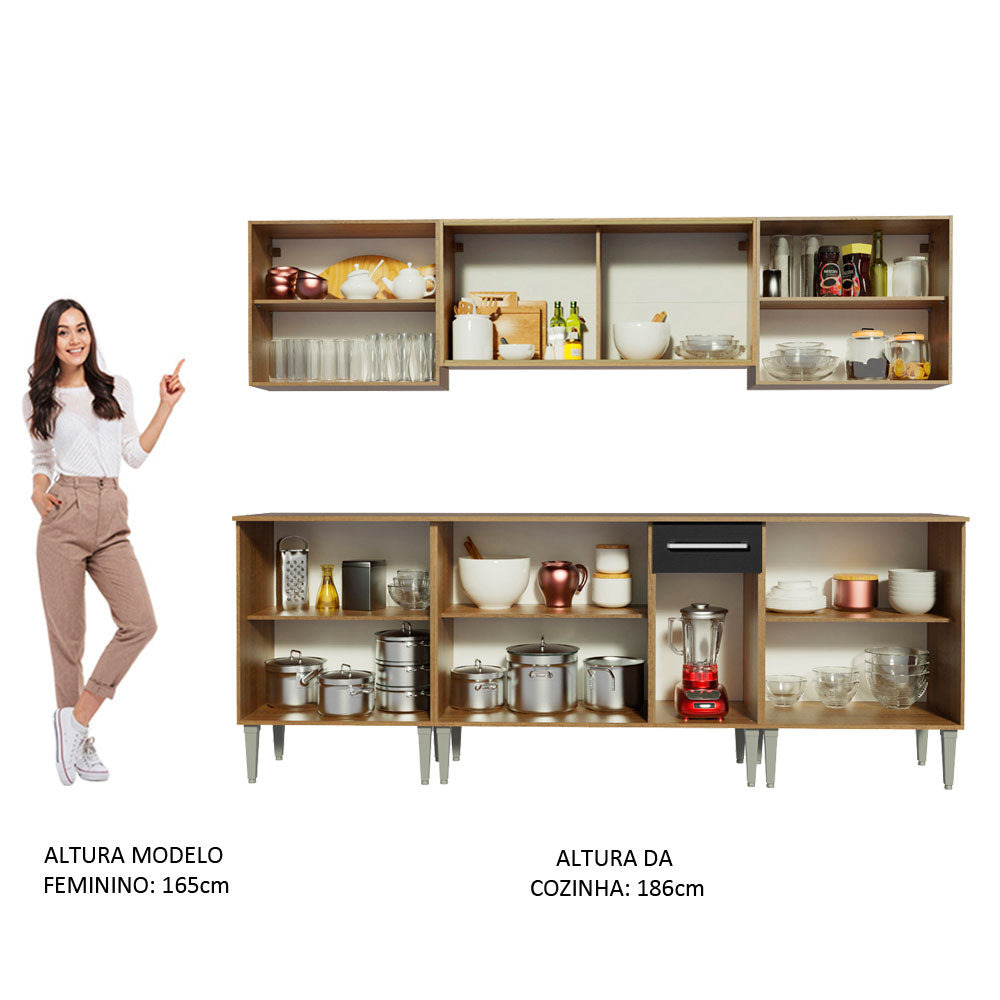 Cocina Integral 233cm Marrón/Negro Emilly Firte 03