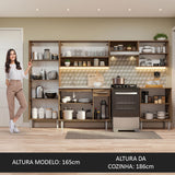 Cocina Integral 293cm con Lavadero Marrón/Negro Emilly 08
