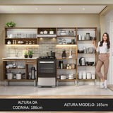 Cocina Integral 293cm con Lavadero Marrón/Negro Emilly 09