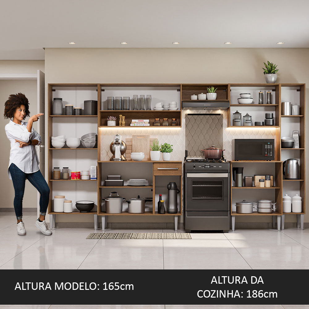 Cocina Integral 325cm Negro/Marrón Emilly Joy