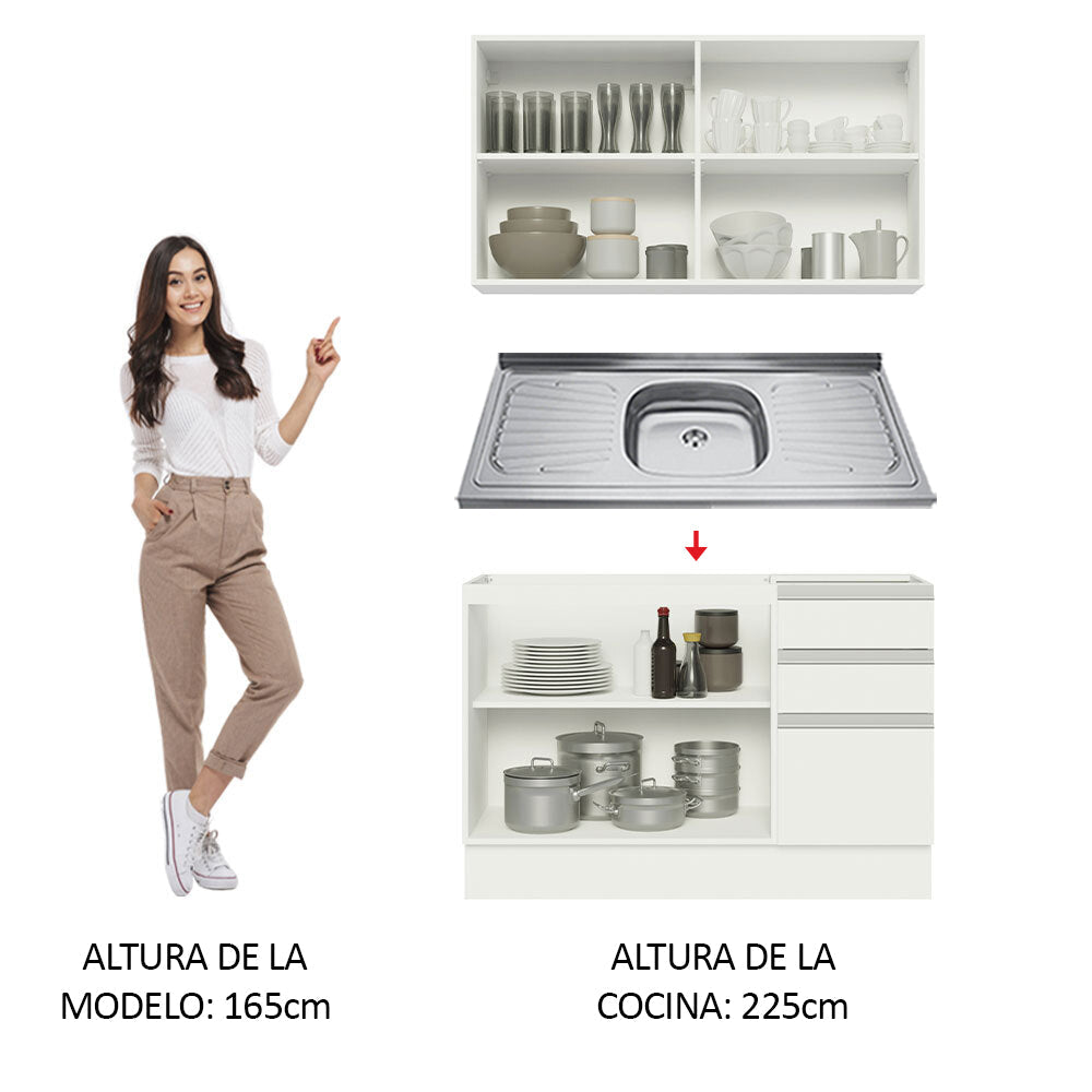 Mueble de Cocina Integral Glamy 120 cm - Con Lavadero 09