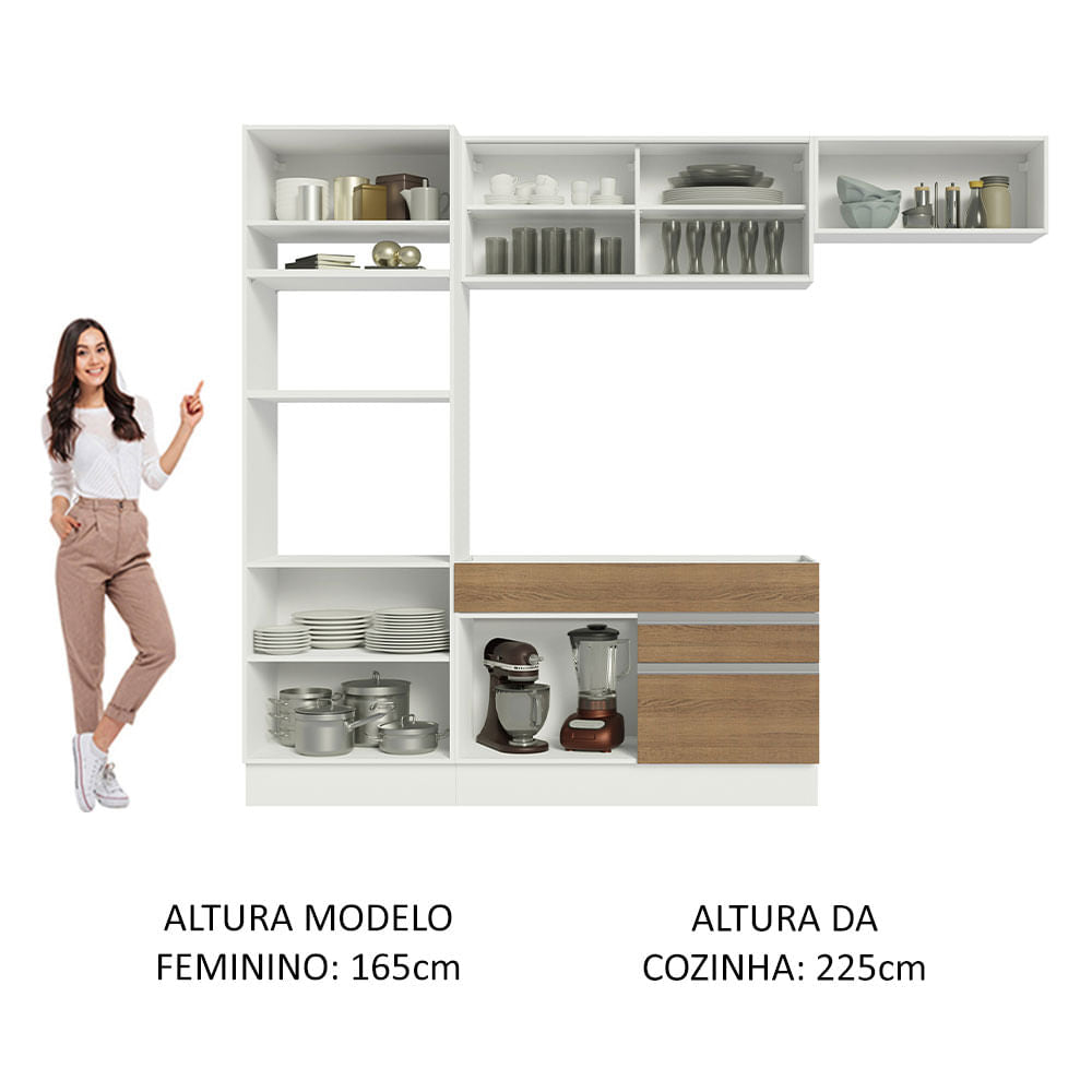 Cocina Integral 270cm Blanco/Marrón Glamy 11