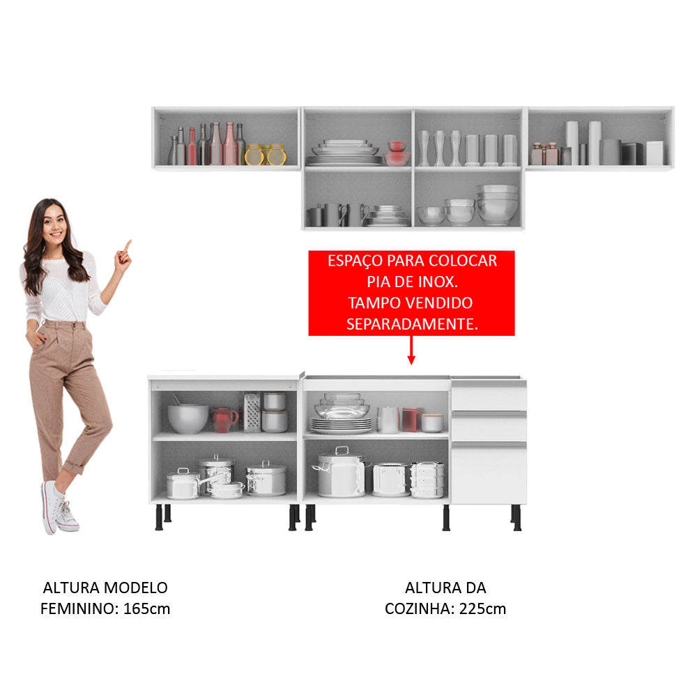 Cocina Integral 280cm Blanco Glamy Madesa 02SR