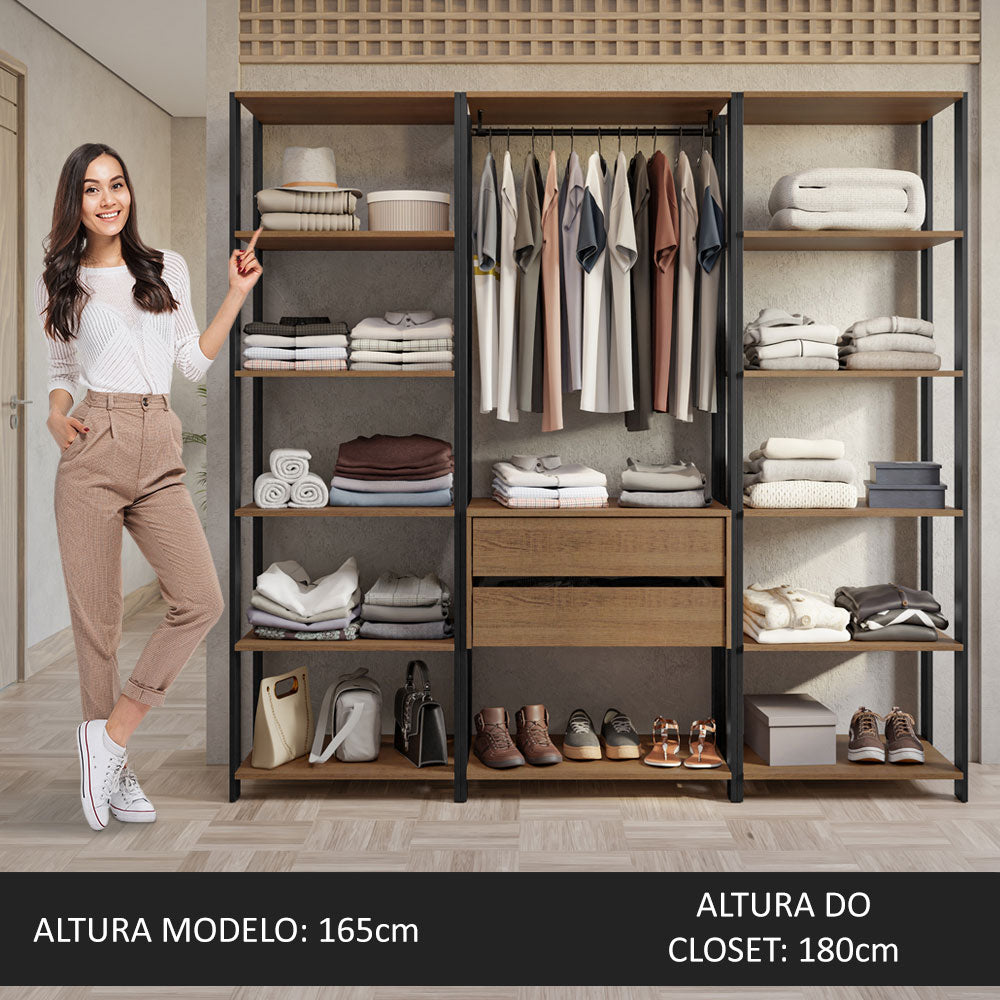 Clóset Modulado Valencia 2 Cajones 188cm Marrón/Negro 01