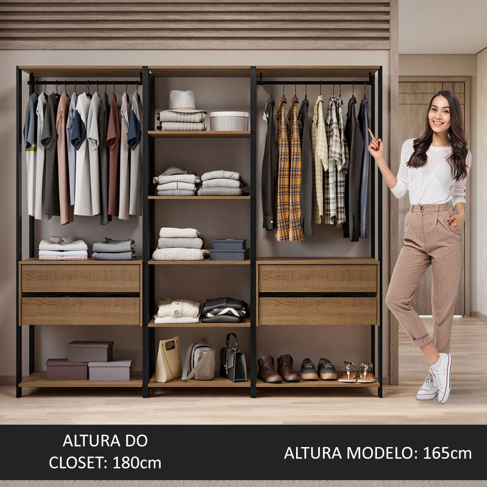 Clóset Modulado Valencia 4 Cajones 199cm Marrón/Negro 02