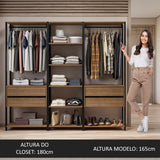 Clóset Modulado Valencia 4 Cajones 199cm Marrón/Negro 02