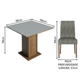 Juego de Comedor con Mesa con Encimera y 4 Sillas Marrón/Gris/Silver Karina