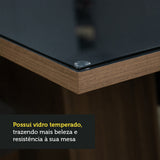Juego de Comedor Mesa Encimera de Vidrio 4 Sillas Marrón/Negro Perla