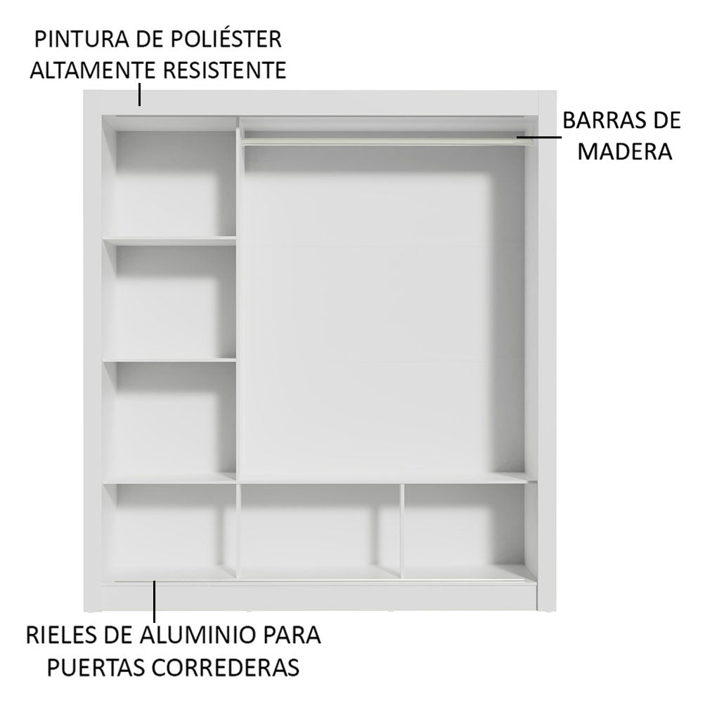Clóset Matrimonial Monaco 3 Puertas Corredizas - Blanco