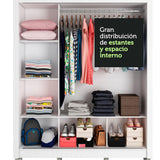 Clóset Matrimonial 3 Puertas Corredizas con Espejos con Patas Blanco Monaco