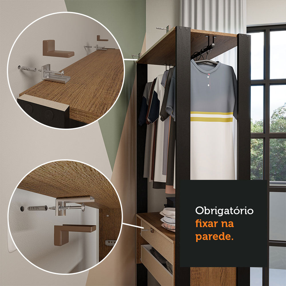 Clóset Modular Valencia 2 Cajones 70cm Marrón/Negro