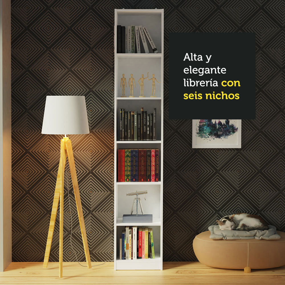 Estante Librero 6906 con 6 Nichos Blanco