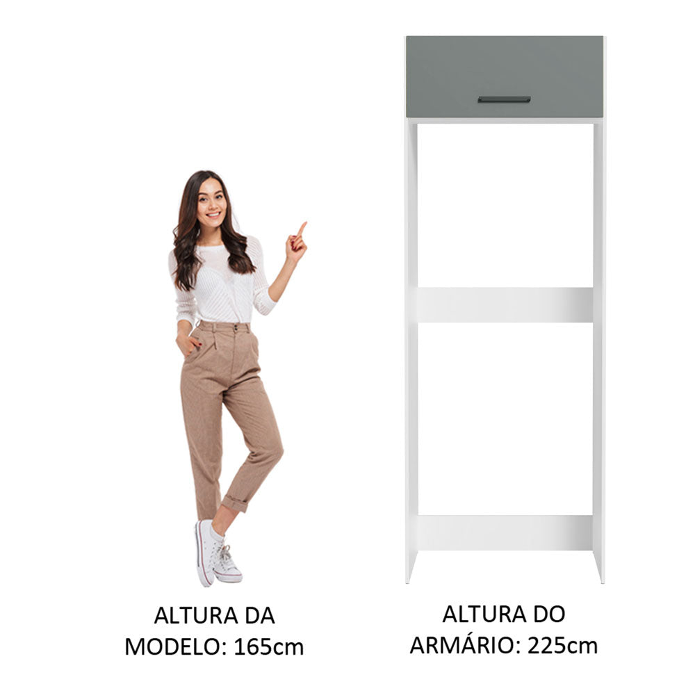 Mueble de Cocina para Refrigerador 1 Puerta Abatible Agata Blanco/Gris
