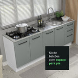 Kit con 2 Muebles de Cocina 3 Cajones y 4 Puertas (Sin Encimera Ni Lavadero) Blanco/Gris Agata 01