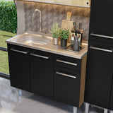 Cocina Compacta 169cm Com Mesón de Acero Marrón/Negro Emilly Madesa 12