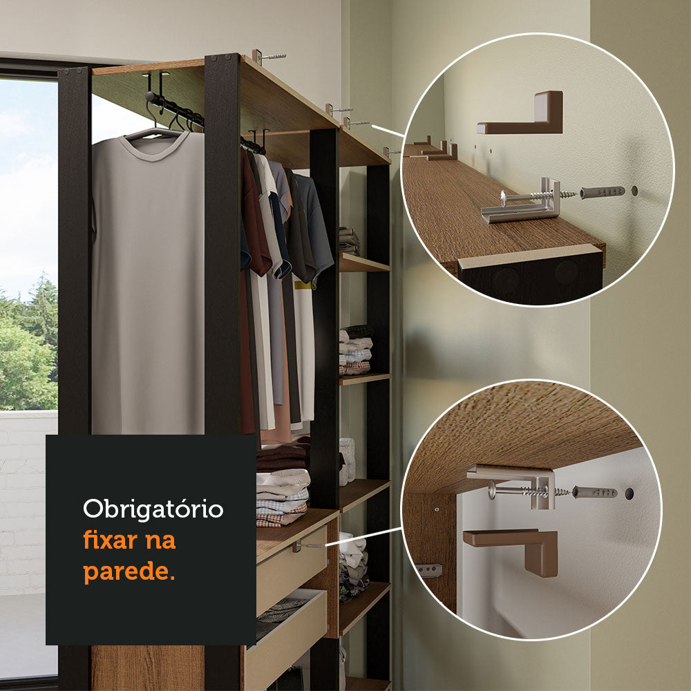 Clóset Modulado Valencia 2 Cajones 188cm Marrón/Negro 01