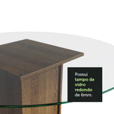Juego de Comedor Encimera de Vidrio Circular 4 Sillas Marrón/Negro/Negro Madu