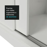 Clóset Matrimonial 3 Puertas Corredizas con Espejos con Patas Blanco Monaco