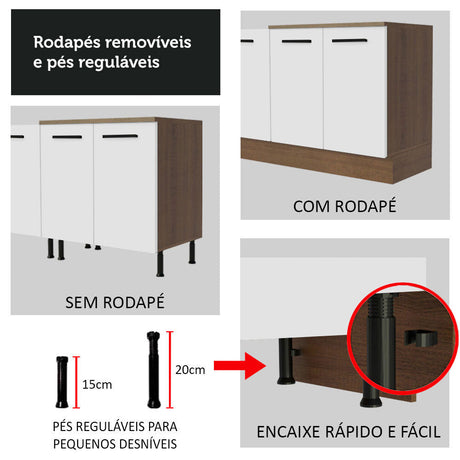 Mueble de Cocina para Fregadero 120 cm 2 Puertas (con Tablero) Marrón/Blanco Agata Madesa