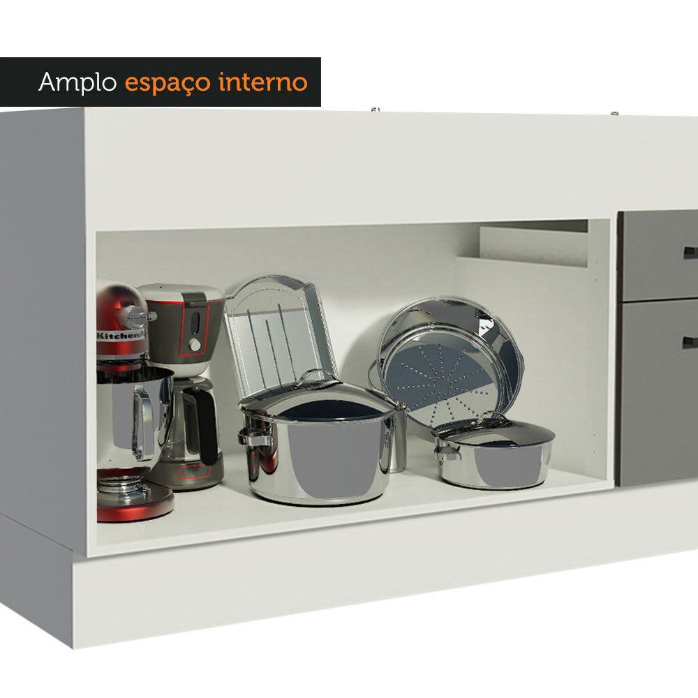 Mueble de Cocina para Tarja 150 cm 2 Puertas y 2 Cajones (Sin Encimera Ni Tarja) Blanco/Gris Agata