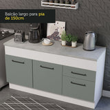 Gabinete Bajo para Tarja 150 cm 2 Puertas y 2 Cajones (Con Encimera) Agata Blanco/Gris