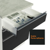 Gabinete Bajo 60 cm 3 Cajones Glamy Blanco/Negro